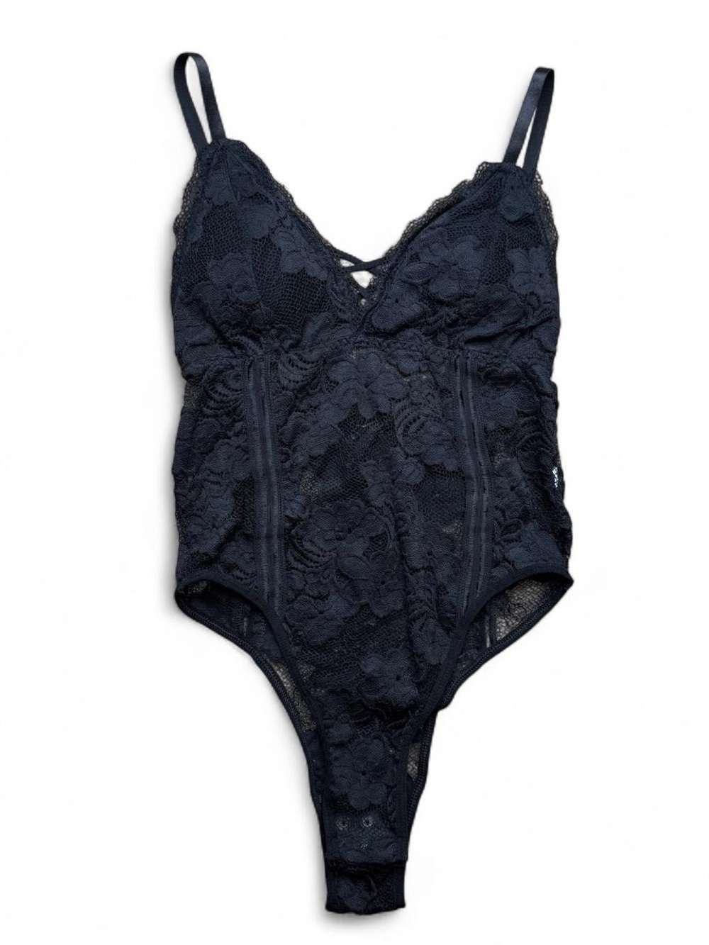 Black Floral Lace Corset Bodysuit